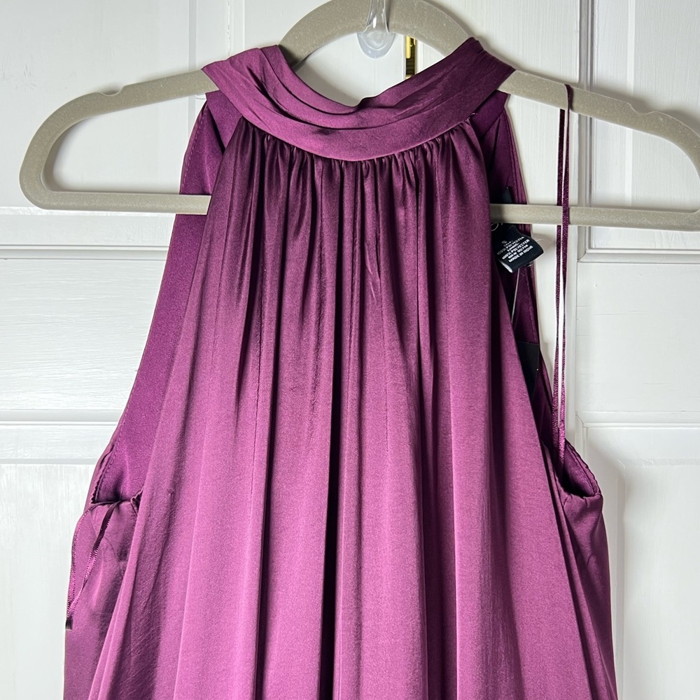 NWT MSK Stunning Extra Wide Leg Silky Feel Halter Back Neck Tie Jumpsuit Sz S - Picture 4 of 10